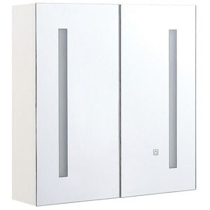 Beliani KOUPELNOVÁ Zrcadlová skříňka bílá/stříbrná s LED osvětlením 60/60 cm Chabunco obraz
