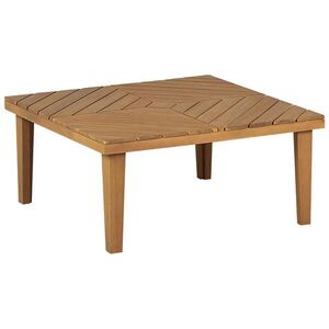 Beliani ZAHRADNÍ Přístavný stolek Akáciové dřevo světle hnědý 70/70 cm Baratti obraz