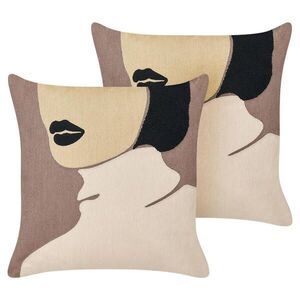 Beliani DEKORATIVNÍ POLŠTÁŘ sada 2 ks Taupe 45/45 cm Silphium obraz