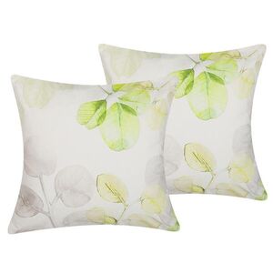 Beliani DEKORATIVNÍ POLŠTÁŘ sada 2 ks Bílý 45/45 cm Peperomia obraz