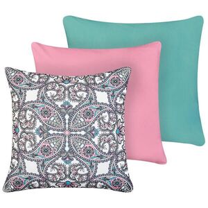 Beliani ZAHRADNÍ polštář sada 3 ks Purpurový 45/45 cm Tide obraz