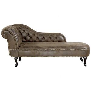 Beliani ČALOUNĚNÉ LEHÁTKO CHAISE LONGUE Umělá semiš hnědé levostranné Nimes obraz