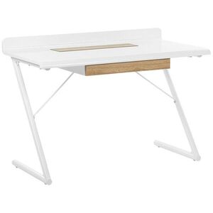 Beliani PSACÍ STŮL bílý/světlejší Odstín dřeva 120/60/84 cm Focus obraz