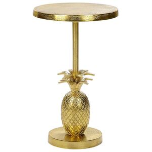 Beliani PŘÍSTAVNÝ STOLEK Hliník zlatý Design ananas kulatý 29 cm Pannouvre obraz
