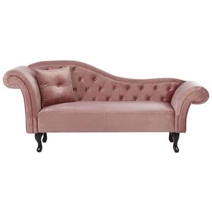 Beliani ČALOUNĚNÉ LEHÁTKO CHAISE LONGUE Sametová látka růžové levostranné Lattes obraz