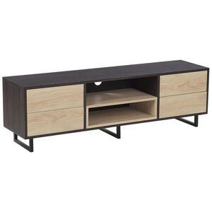Beliani TV STOLEK Světle hnědý, Tmavě hnědý, Černý FRANKLIN 35/140/44 cm obraz