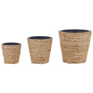 Beliani KVĚTINÁČ sada 3 ks Wasserhyazinthe přírodní kulatý 49-35/37-26/29-21 cm Plaka obraz
