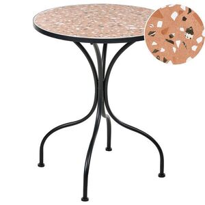 Beliani BISTRO STOLEK 60/60 cm Terrazzo Look Kov Černý Adrano obraz