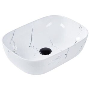 Beliani UMYVADLO NA DESKU Bílé Mramor 47/34 cm Keramika Hopi obraz