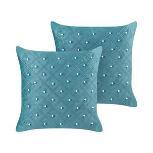 Beliani DEKORATIVNÍ POLŠTÁŘ sada 2 ks Modrozelený 45/45 cm Yarrow obraz