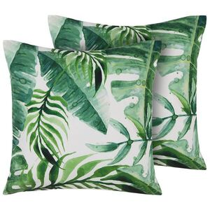 Beliani ZAHRADNÍ POLŠTÁŘ sada 2 ks Blättermotiv zelený 45/45 cm Pavelli obraz