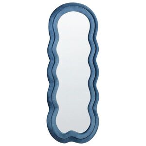 Beliani NÁSTĚNNÉ ZRCADLO Sametová látka modré asymetrické 57/160 cm Lacs obraz