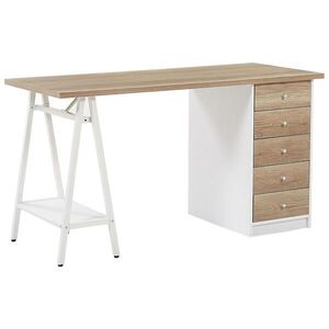 Beliani PSACÍ STŮL světlejší Odstín dřeva/bílý 140/60/76 cm Heber obraz