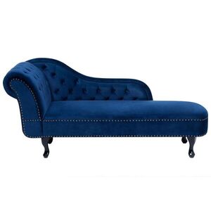 Beliani ČALOUNĚNÉ LEHÁTKO CHAISE LONGUE Sametová látka modré levostranné Nimes obraz