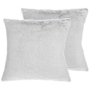 Beliani DEKORATIVNÍ POLŠTÁŘ sada 2 ks Světle šedý 45/45 cm Clematis obraz