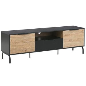 Beliani TV STOLEK Schwarzes, Světle hnědý ITACA 41/160/52 cm obraz