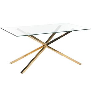 Beliani JÍDELNÍ STŮL 160/90/75 cm Průhledný, zlatě zbarvený Obdélníkový Cora obraz