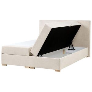 Beliani BOXSPRINGOVÁ POSTEL s úložným prostorem 160/200 cm Látka Světle béžová Major obraz