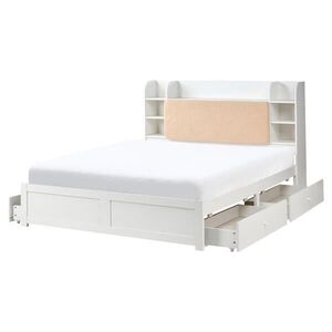 Beliani POSTEL s zásuvkami 160/200 cm MDF deska Bílá Bizou obraz
