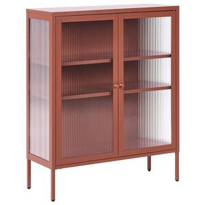 Beliani SIDEBOARD se skleněnými dveřmi Kov 90 cm Zlatohnědý Lerryn obraz
