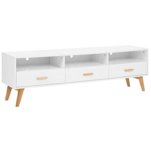 Beliani TV STOLEK Bílý, Světle hnědý LIBERTY 40/180/55 cm obraz