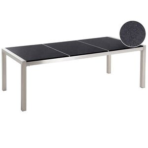 Beliani ZAHRADNÍ STŮL Nerezová ocel/Přírodní kámen černý leštěný 220/100 cm Grosseto obraz