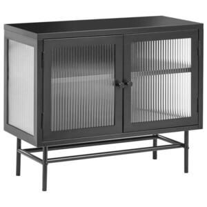 Beliani SIDEBOARD se skleněnými dveřmi Kov 77 cm Černý Devon obraz