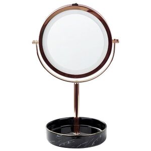 Beliani KOSMETICKÉ ZRCADLO růžově zlaté/černé s LED osvětlením 20 cm Savoie obraz