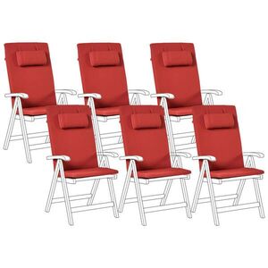 Beliani VENKOVNÍ sedací polštář sada 6 ks Červený 50/45 cm Java/Amantea Premium obraz
