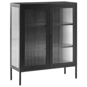Beliani SIDEBOARD se skleněnými dveřmi Kov 90 cm Černý Lerryn obraz