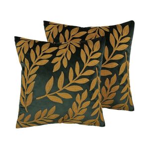 Beliani DEKORATIVNÍ POLŠTÁŘ sada 2 ks Tmavě zelený 45/45 cm Mistletoe obraz
