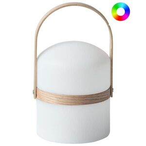 Beliani LED STOLNÍ LAMPA Bílá/Světlejší Odstín dřeva Estero obraz