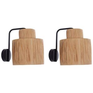 Beliani NÁSTĚNNÁ LAMPA 2 ks sada Přírodní/Černá Shinfa obraz