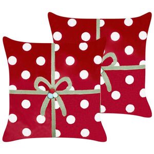 Beliani DEKORATIVNÍ polštář sada 2 ks Červený 45/45 cm Gumdrop obraz