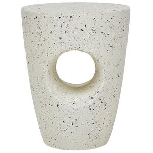 Beliani PŘÍSTAVNÝ STOLEK Beton krémově bílý Terrazzo Look kulatý 37 cm Edolo obraz