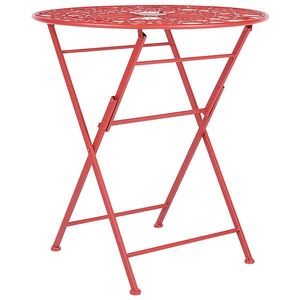 Beliani ZAHRADNÍ STŮL Kov červený 70 cm kulatý Scario obraz
