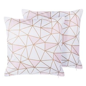 Beliani DEKORATIVNÍ POLŠTÁŘ sada 2 ks Bílý 45/45 cm Clarkia obraz