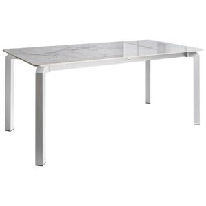 Beliani ZAHRADNÍ STŮL 180/90 cm Kámen Bílý Mramor Feletto obraz