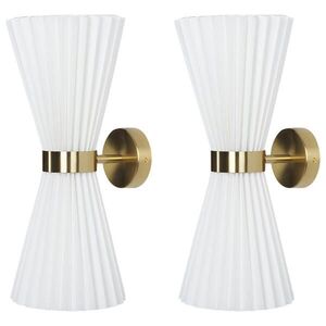 Beliani NÁSTĚNNÁ LAMPA Bílá/Mosaz Telang obraz