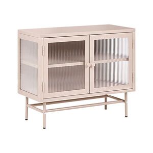 Beliani SIDEBOARD se skleněnými dveřmi Kov 77 cm Béžový Devon obraz