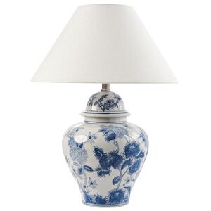 Beliani STOLNÍ LAMPA Porcelán Bílá / Modrá Sorraia obraz