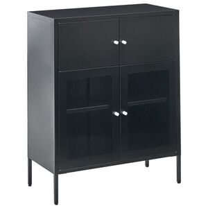 Beliani SIDEBOARD se skleněnými dveřmi Kov 80 cm Černý Esholt obraz