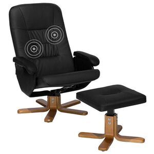 Beliani MASÁŽNÍ KŘESLO s podnožkou Umělá kůže Černé Relaxpro obraz