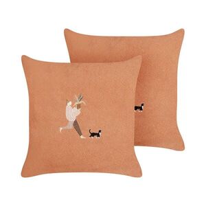 Beliani DEKORATIVNÍ polštář sada 2 ks Oranžový 45/45 cm Marigold obraz