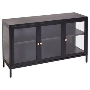Beliani SIDEBOARD se skleněnými dveřmi Kov 115 cm Černý Newport obraz
