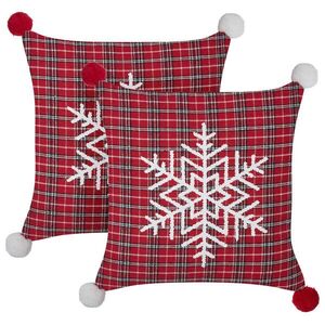 Beliani DEKORATIVNÍ polštář sada 2 ks Červený 45/45 cm Lonicera obraz