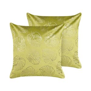 Beliani DEKORATIVNÍ POLŠTÁŘ sada 2 ks Světle zelený 45/45 cm Monstera obraz