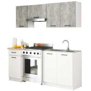 RAUMHIRSCH FURNITURE KUCHYŇSKÝ BLOK Beton, bílá 203/180/46 obraz