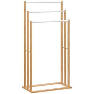 HOMCOM VĚŠÁK NA RUČNÍKY se 3 tyčemi, bez vrtání, bambus, přírodní, 48 x 25, 8 x 94 cm obraz