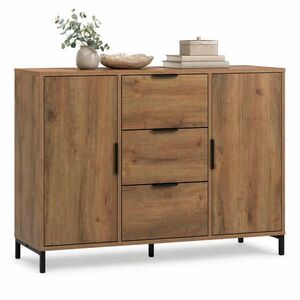 STILVORA KOMODA tmavý dub, 2 dvířka, 3 zásuvky, do obývacího pokoje a ložnice, 120×40×76 cm obraz